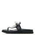 Calfskin Womens Empire Sandals 37.5 Black