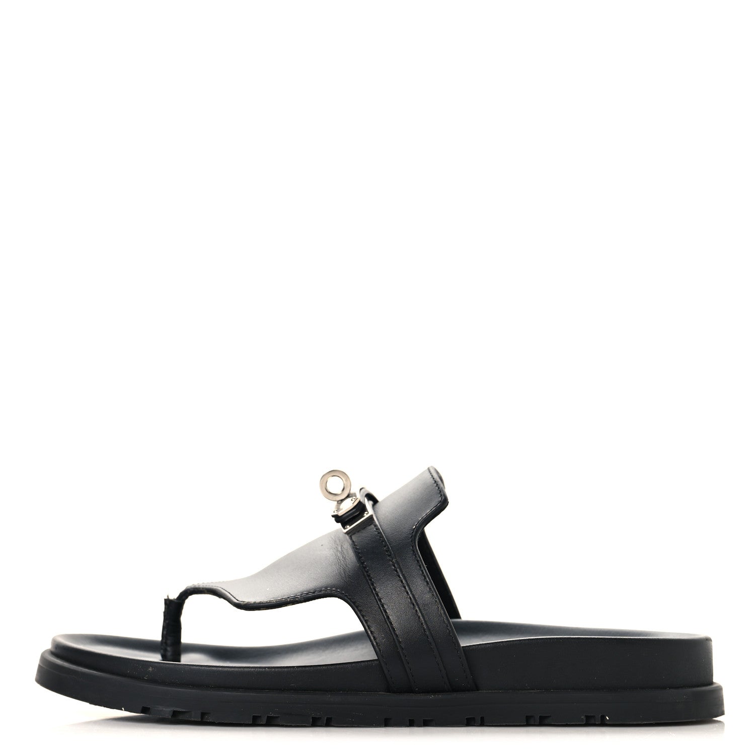 Calfskin Womens Empire Sandals 37.5 Black