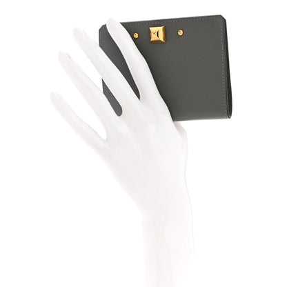 Madame Calfskin Medor Card Holder Gris Meyer