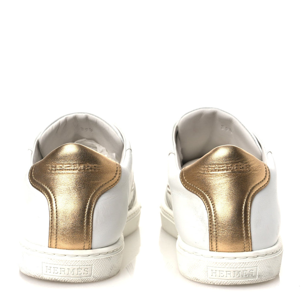 Metallic Calfskin Womens Advantage Sneakers 39.5 White Dore