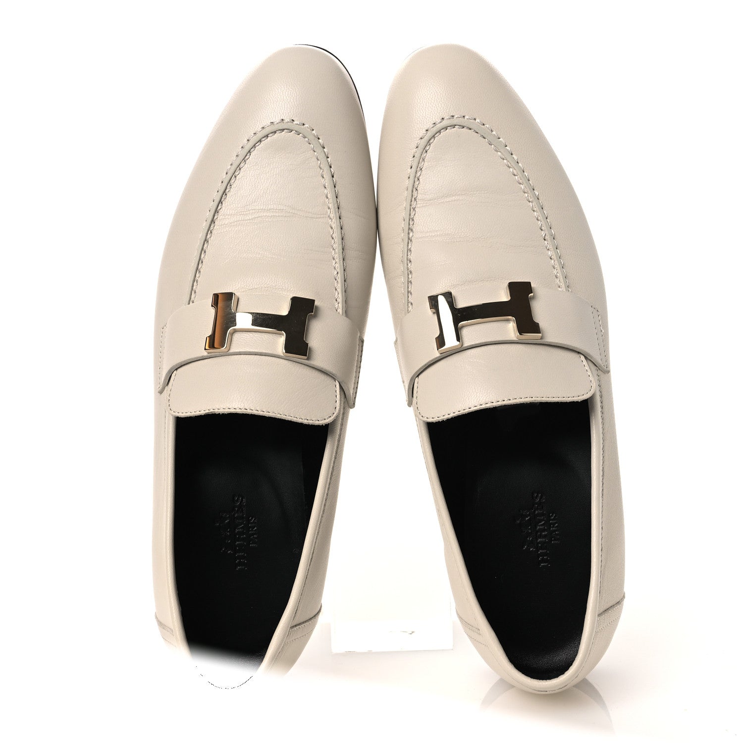 Goatskin Womens Paris Loafers 37.5 Beige Glaise