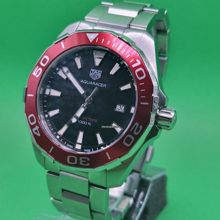 Tag Heuer Aquaracer Black Dial Silver Steel Strap Watch for Men - WAY101B.BA0746