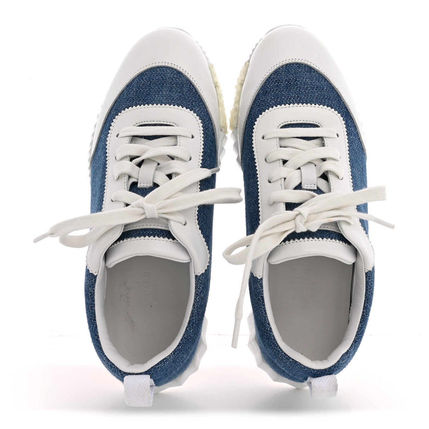 Denim Suede Goatskin Bouncing Sneakers 37.5 Bleu Clair White