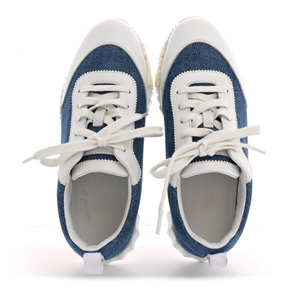 Denim Suede Goatskin Bouncing Sneakers 37.5 Bleu Clair White
