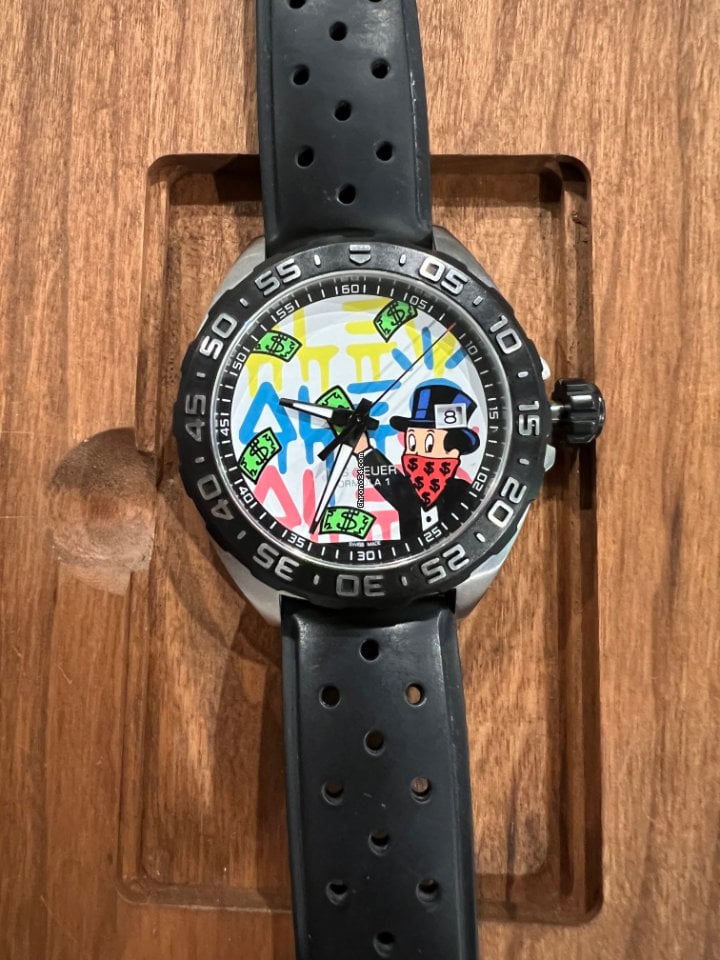 Tag Heuer Formula 1 Alec Monopoly Special Edition Black Rubber Strap Watch for Men - WAZ1119.FT8023