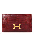 Shiny Alligator Constance Long Wallet Rouge Vif