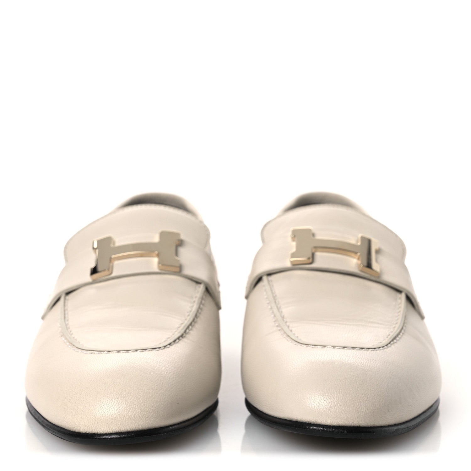 Goatskin Womens Paris Loafers 37.5 Beige Glaise