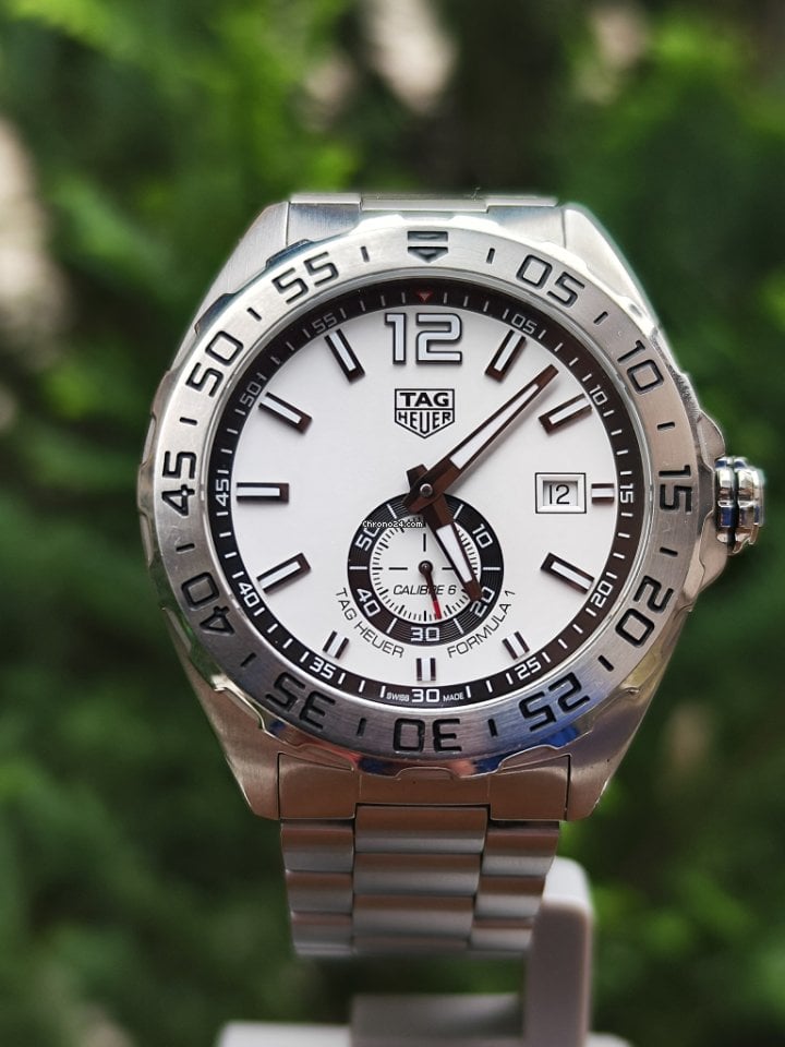 Tag Heuer Formula 1  Calibre 6 Automatic White Dial Silver Steel Strap Watch for Men - WAZ2013.BA0842