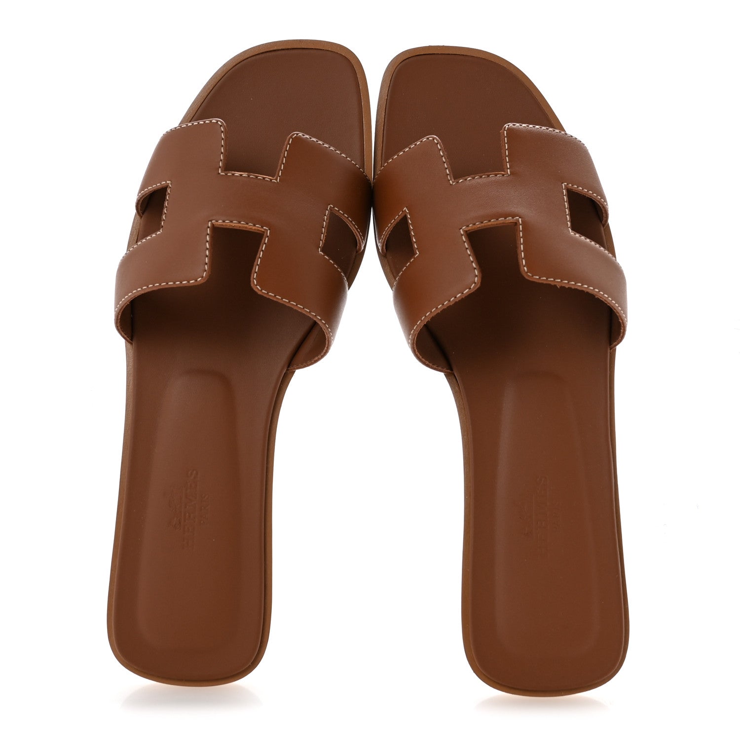 Box Calfskin Oran Sandals 37.5 Gold