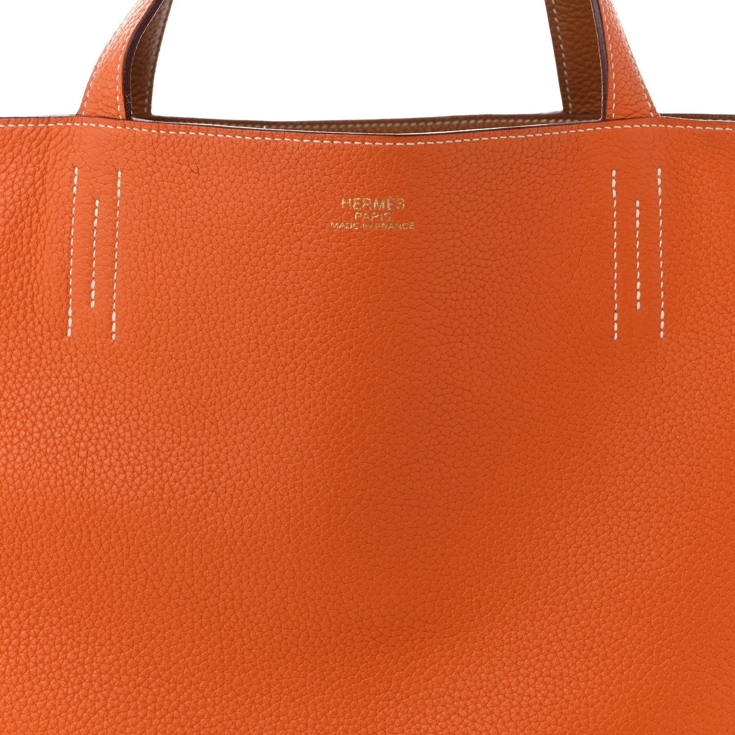 Taurillon Clemence Double Sens 45 Reversible Tote Orange Gold