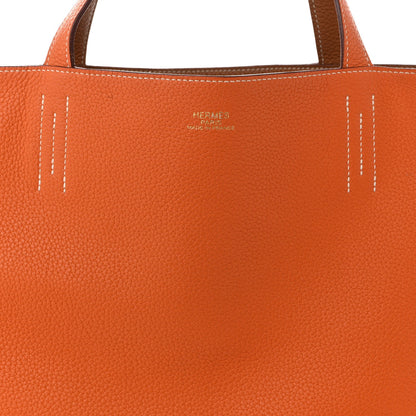 Taurillon Clemence Double Sens 45 Reversible Tote Orange Gold