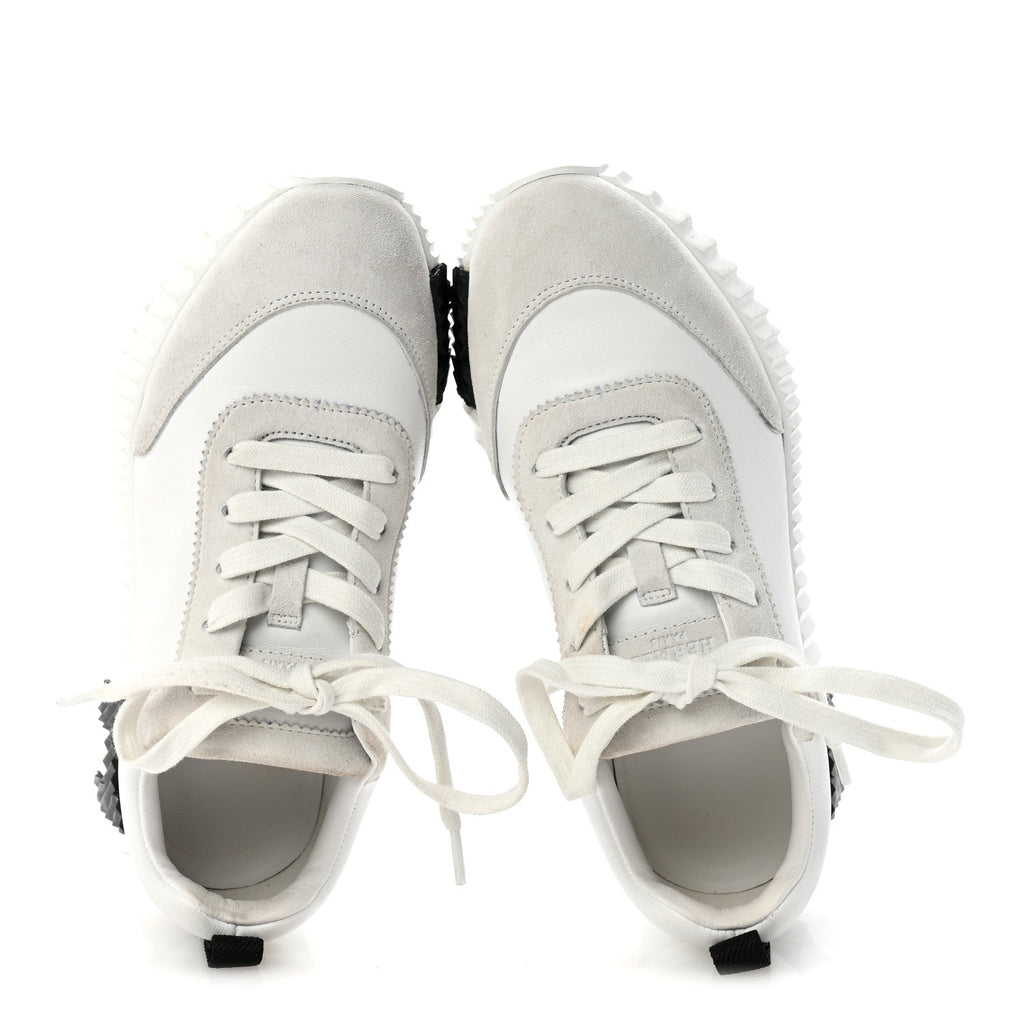 Calfskin Suede Goatskin Bouncing Sneakers 35.5 White Black