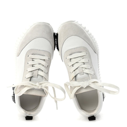 Calfskin Suede Goatskin Bouncing Sneakers White Black