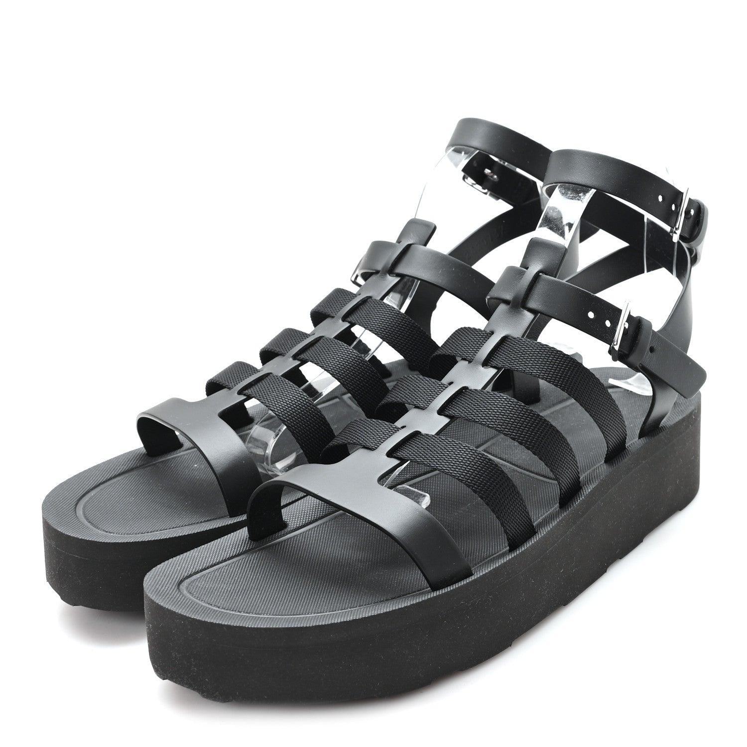 Calfskin Nylon Jupiter Sandals 40 Black
