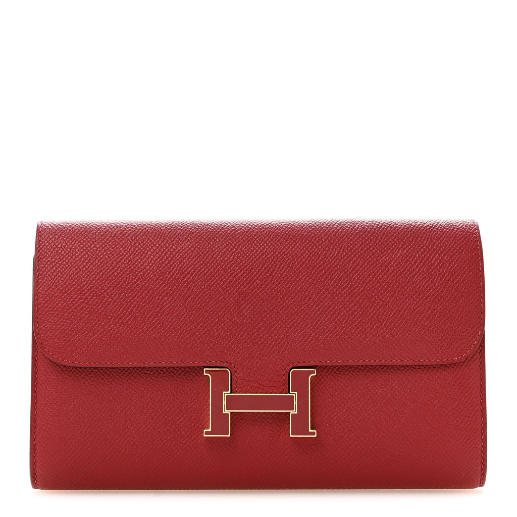 Epsom Enamel Constance Long Wallet Rouge Grenat
