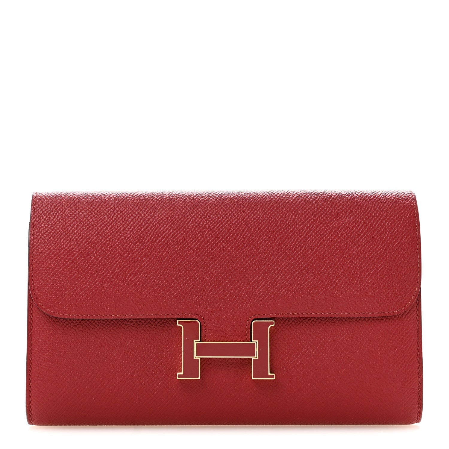 Epsom Enamel Constance Long Wallet Rouge Grenat