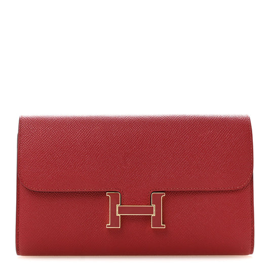 Epsom Enamel Constance Long Wallet Rouge Grenat