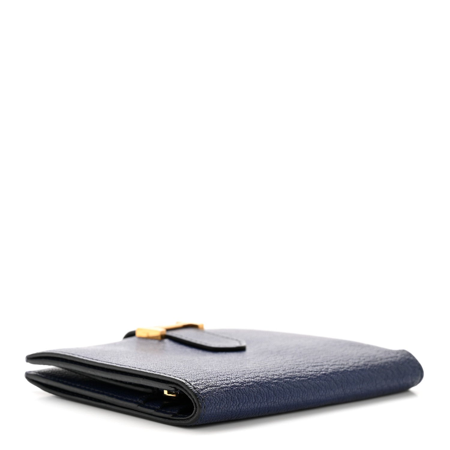 Chevre Mysore Bearn Compact Wallet Bleu Encre