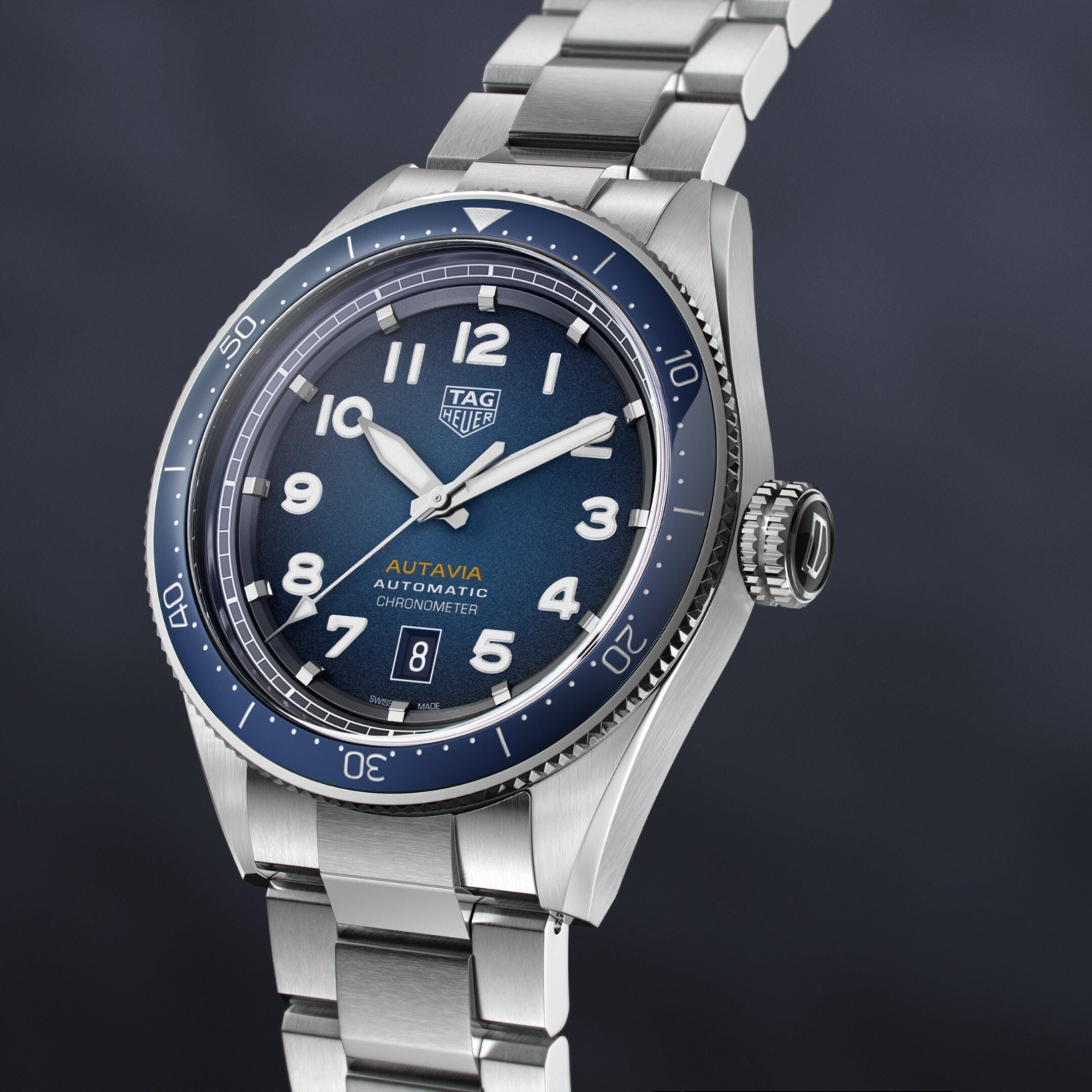 Tag Heuer Autavia Automatic Blue Dial Silver Steel Strap Watch for Men - WBE5116.EB0173