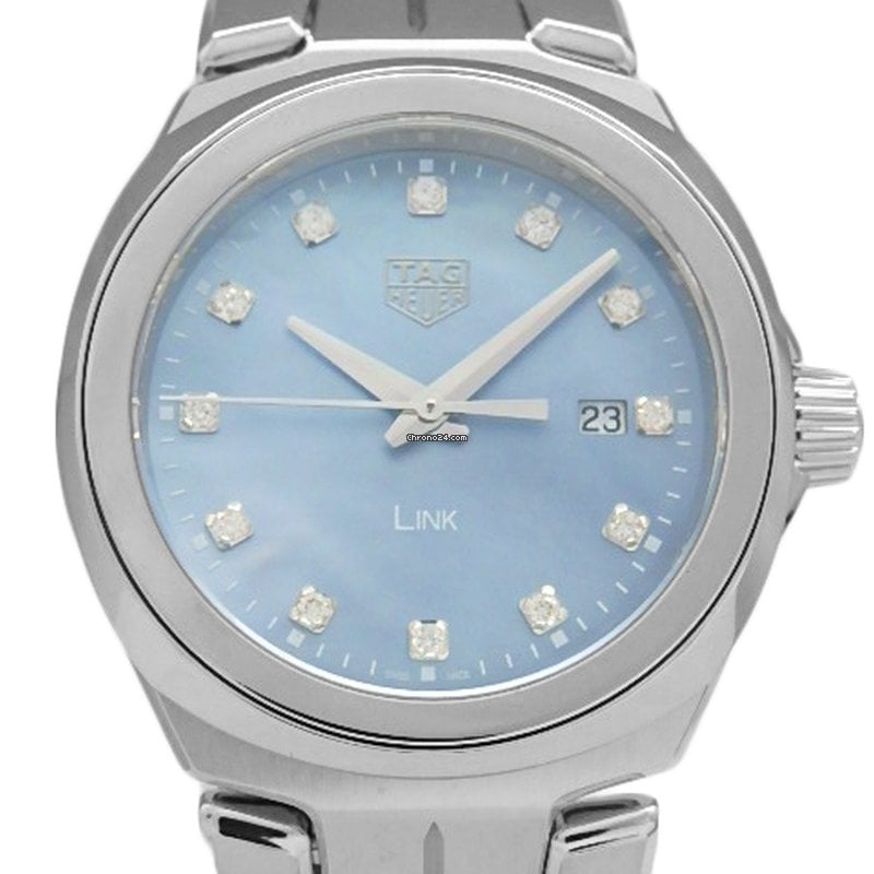 Tag Heuer Link Quartz Diamonds Blue Mother of Pearl Dial Silver Steel Strap Watch for Women - WBC1313.BA0600