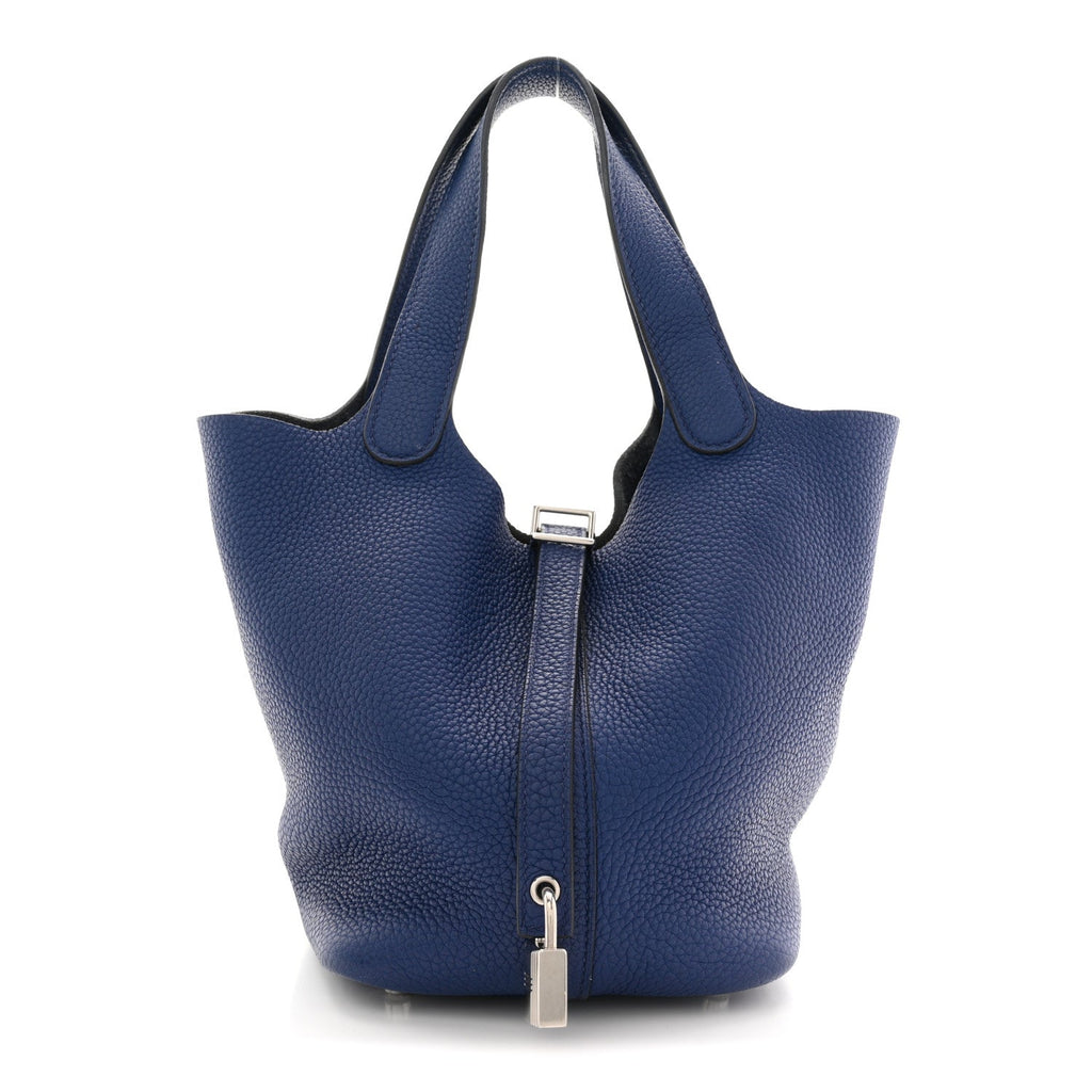 Taurillon Clemence Picotin Lock 18 PM Bleu Saphir