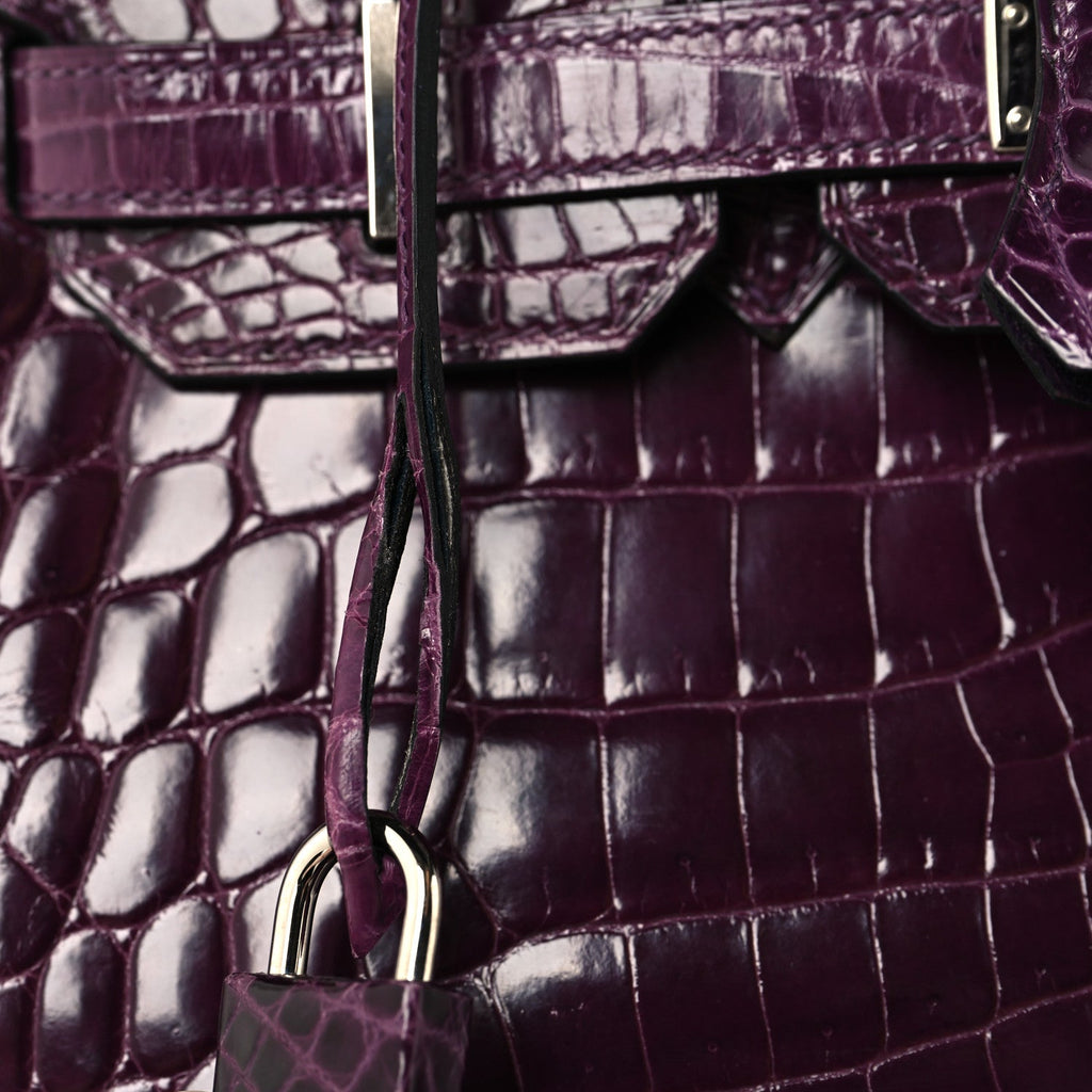 Shiny Niloticus Crocodile Birkin 30 Amethyst
