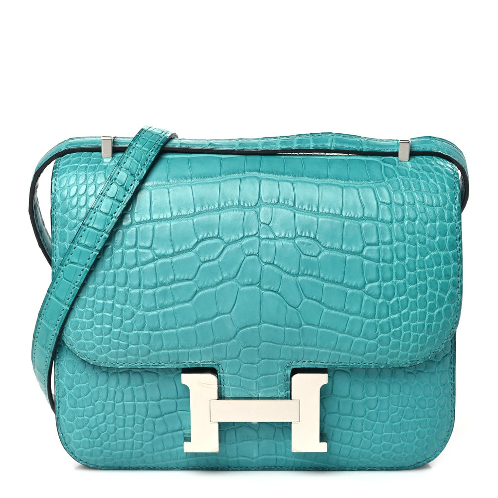 Matte Alligator Constance 18 Bleu Paon