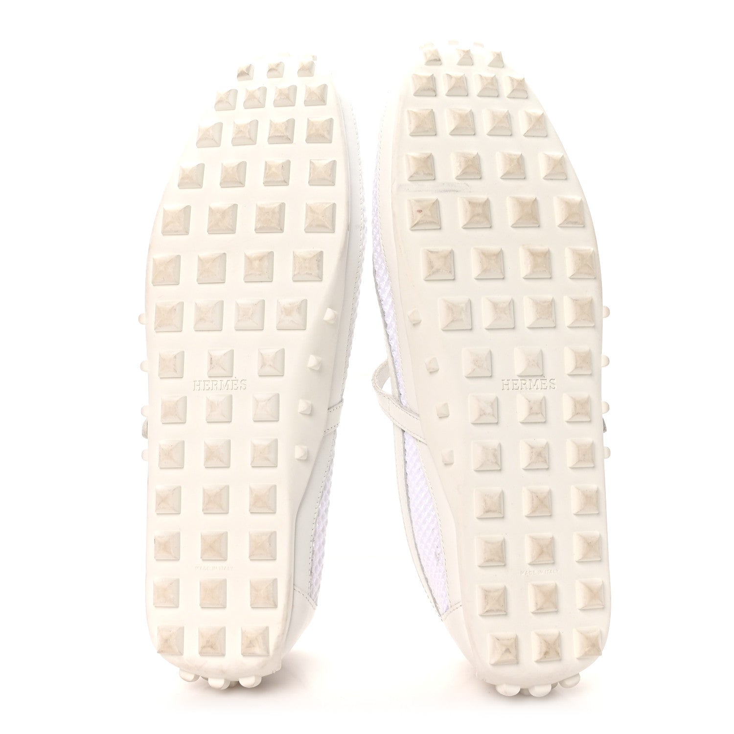 Crochet Knit Calfskin Kichu Ballet Flats 39 White
