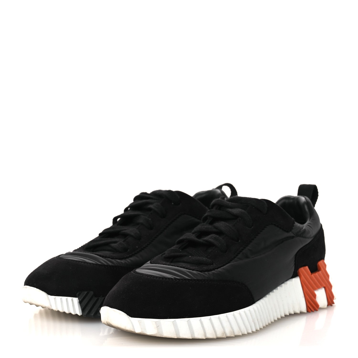 Air Mesh Suede Goatskin Bouncing Sneakers 37.5 Black Orange