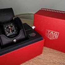 Tag Heuer Monaco Automatic Chronograph Black Dial Black Leather Strap Watch for Men - CBL2180.FC6497