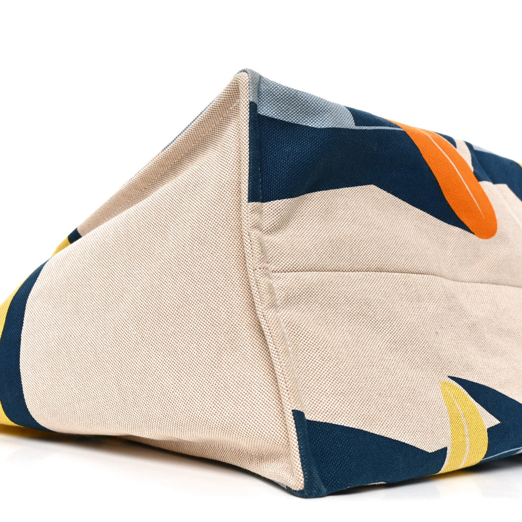 Cotton Canvas Apres la Vague Beach Bag Jaune Bleu