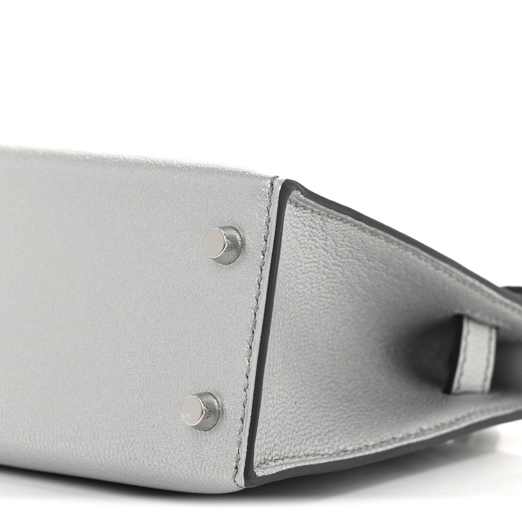 Metallic Chevre Chamkilight Mini Kelly Sellier 20 Argent