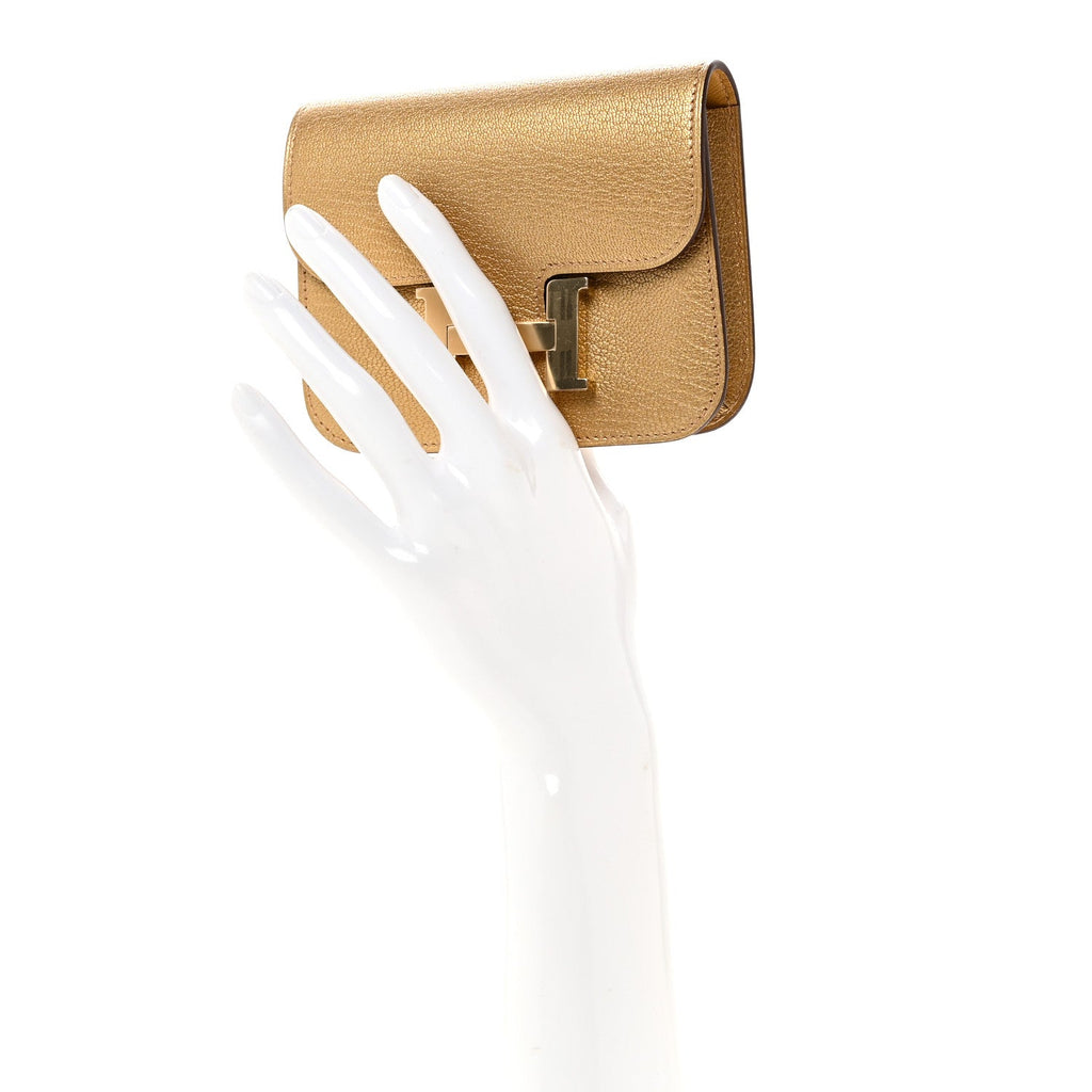 Metallic Chevre Chamkilight Constance Slim Wallet Dore