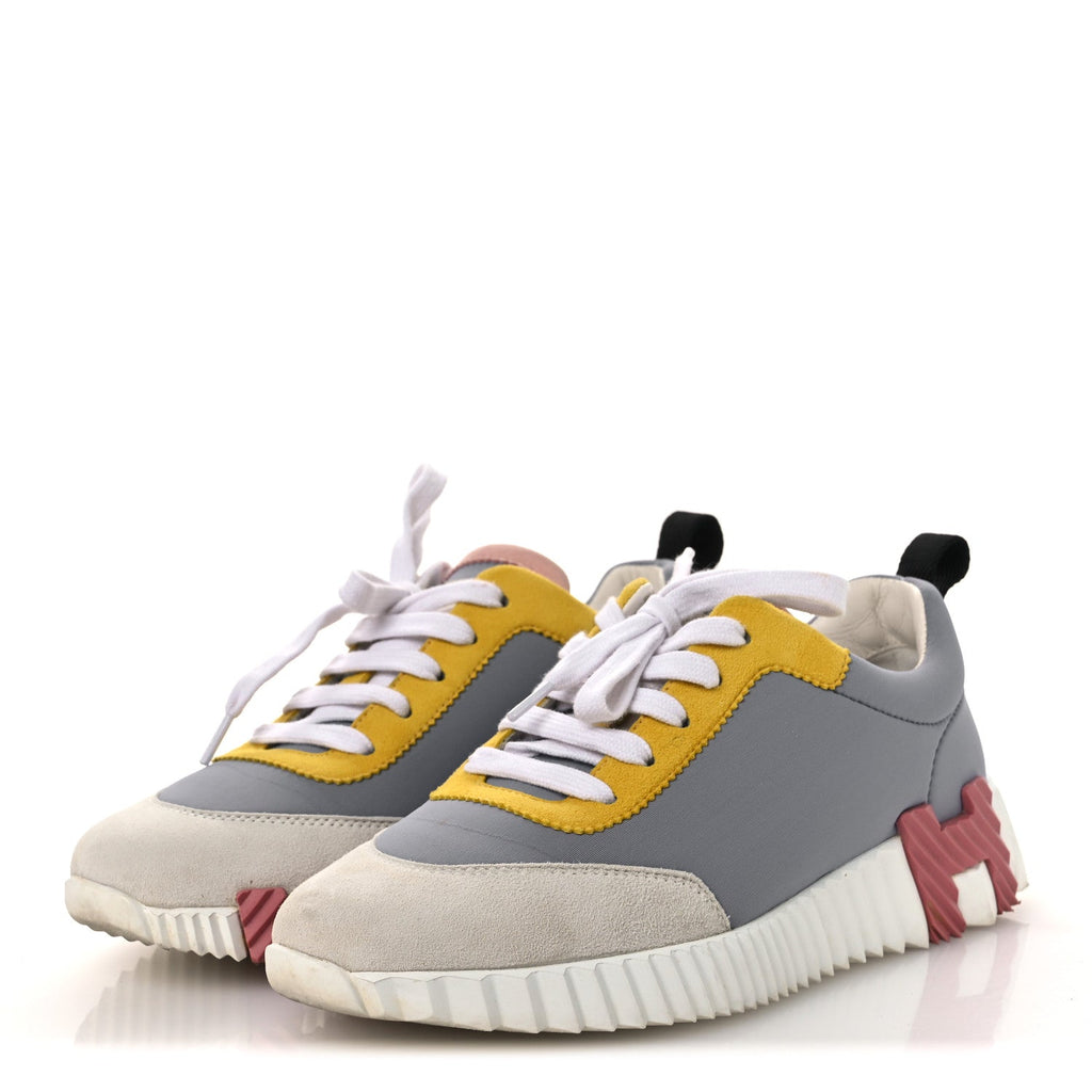 Technical Canvas Suede Goatskin Bouncing Sneakers 36 Gris Multicolor