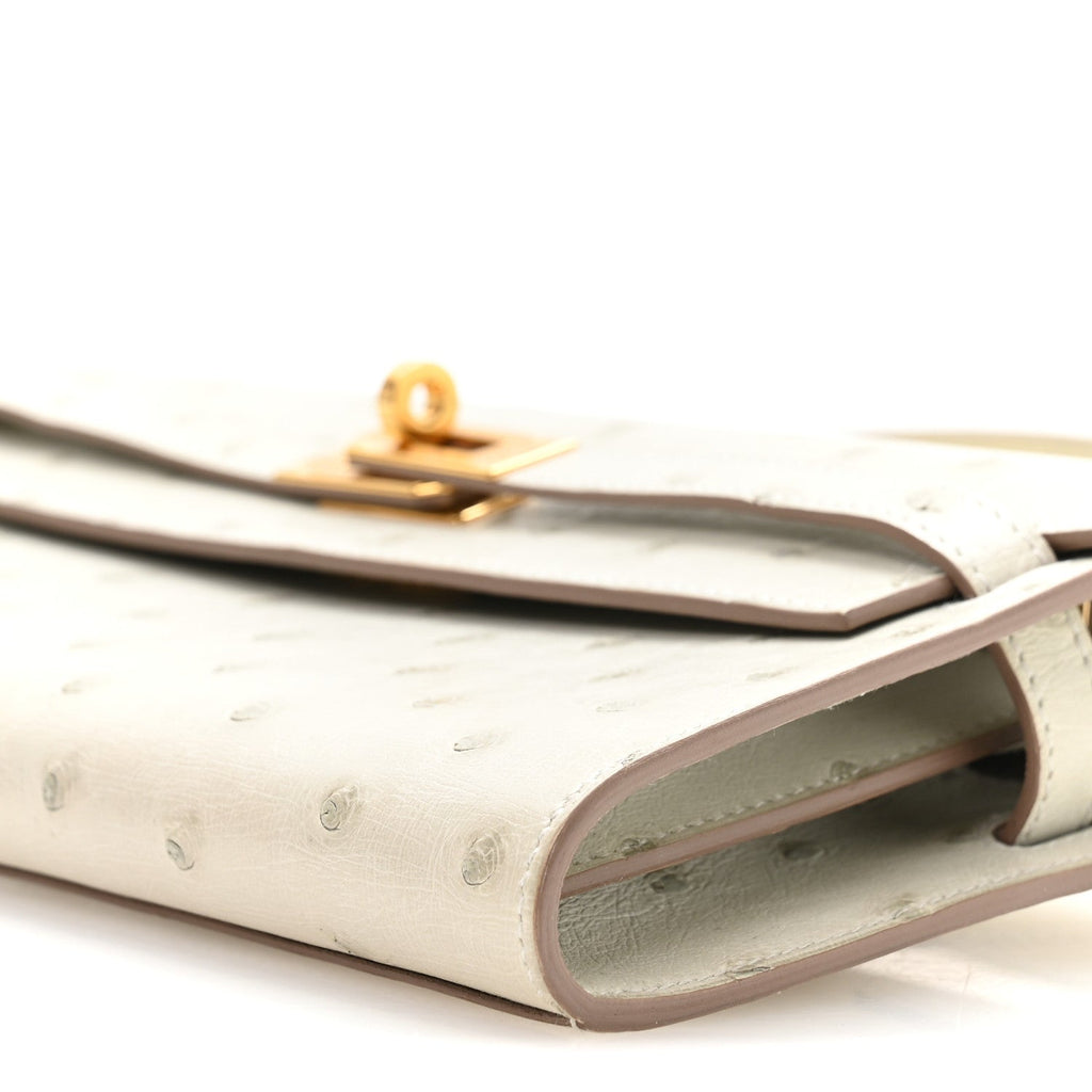 Ostrich Kelly Wallet To Go Gris Perle