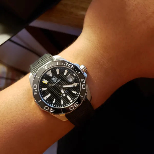 Tag Heuer Aquaracer Calibre 5 Automatic Black Dial Black Rubber Strap Watch for Men -  WAY211A.FT6151