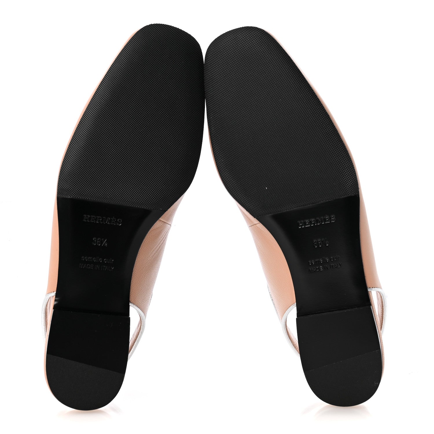 Goatskin Nappa Kleo Slingback Flats 36.5 Beige Perlino Gris Argente