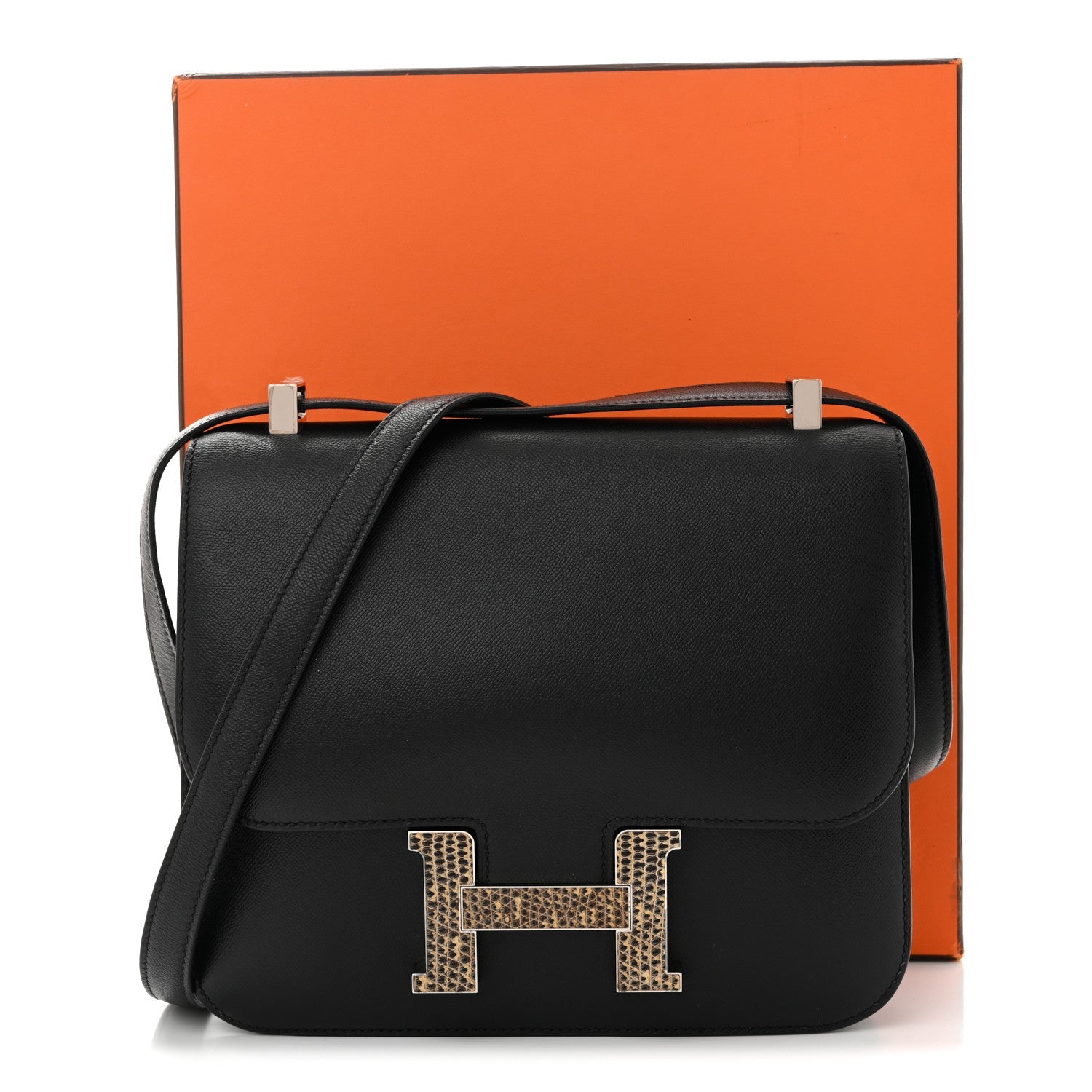 Madame Calfskin Lizard Constance 24 Black Ombre