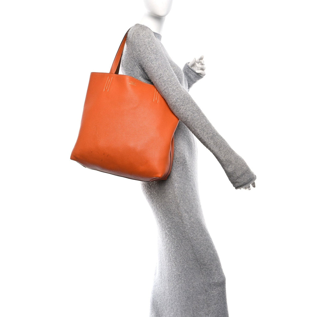 Taurillon Clemence Double Sens Reversible Tote Orange Gold