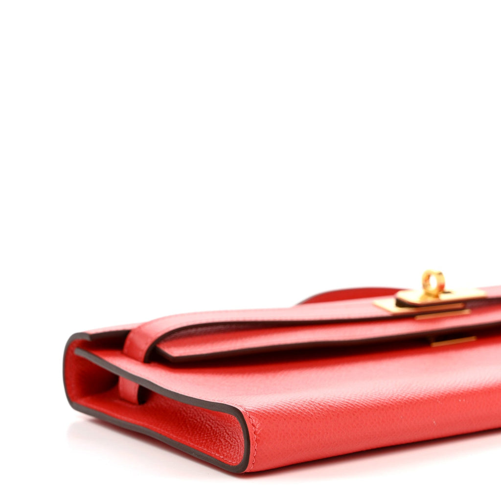 Epsom Kelly Cut Clutch Pochette Rose Jaipur