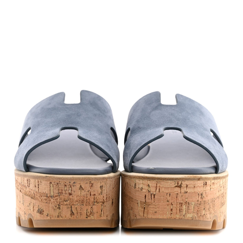 Suede Goatskin Cork Eze 30 Sandals 35 Bleu Grignon