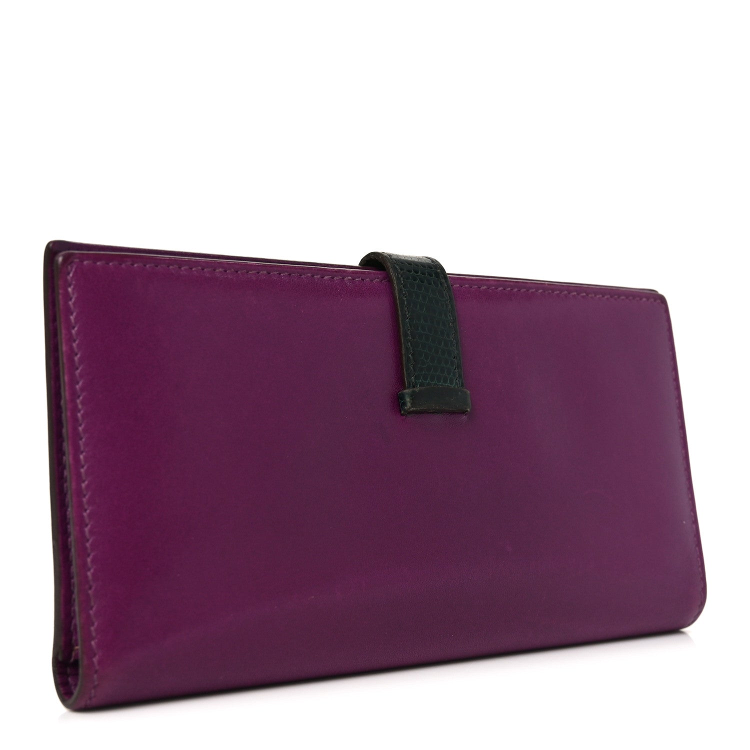 Tadelakt Lizard Bearn Gusset Wallet Anemone Vert