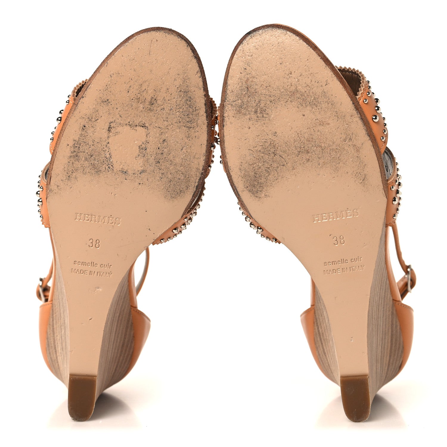 Calfskin Legend Wedge Sandals 38 Natural