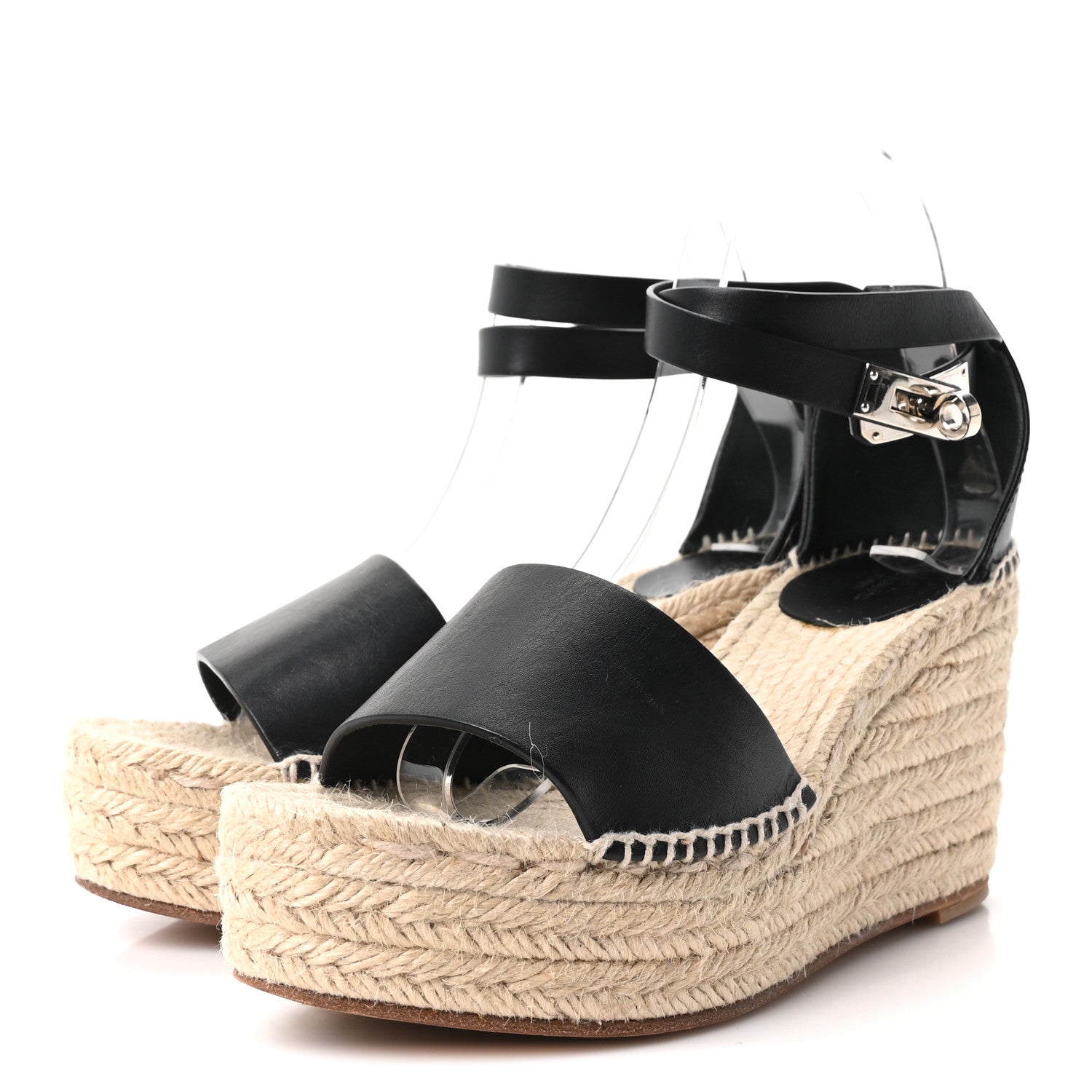 Calfskin Tipoli Espadrille Wedges 38 Black