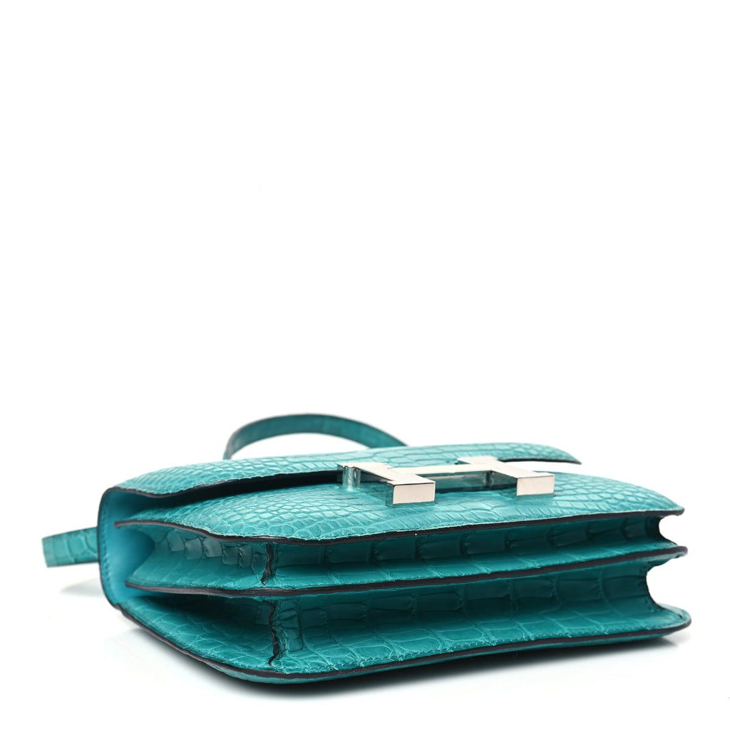 Matte Alligator Constance 18 Bleu Paon