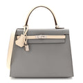 Epsom Bi-Color Horseshoe Kelly Sellier 25 Gris Mouette Craie