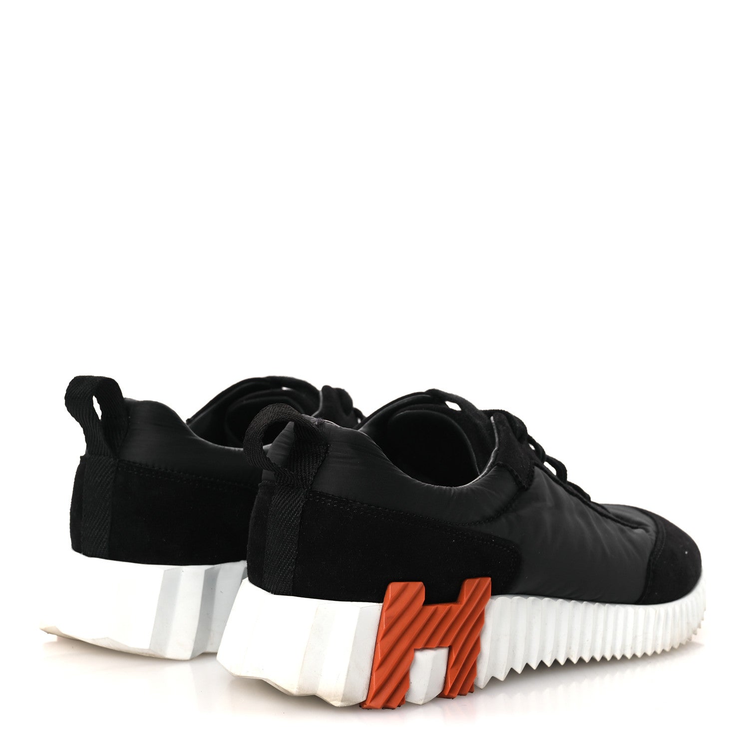 Air Mesh Suede Goatskin Bouncing Sneakers 37.5 Black Orange
