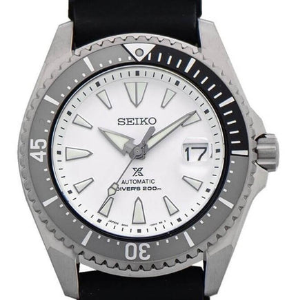 Seiko Shogun Prospex Titanium Divers Automatic White Dial Black Rubber Strap Watch For Men - SPB191J1