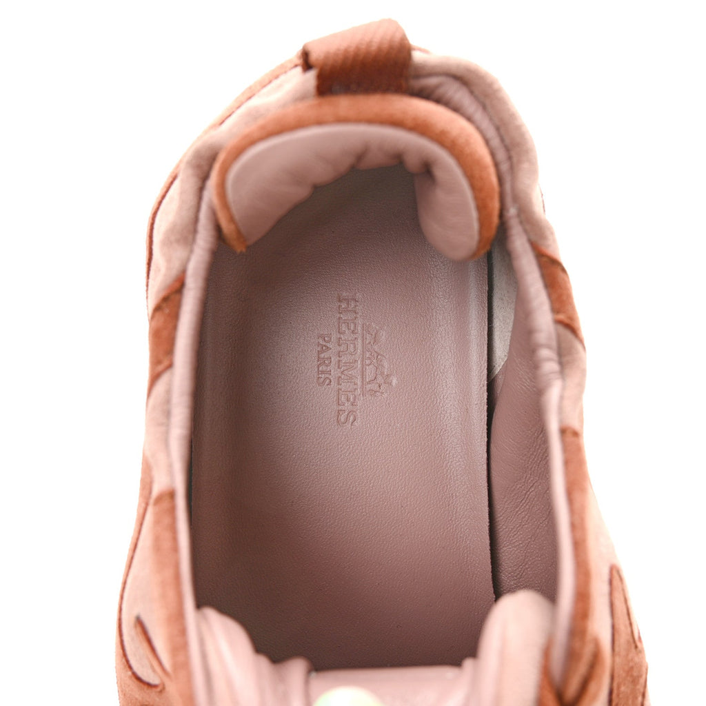 Suede Goatskin Jet Sneakers 38.5 Rose Antique Rouge Sepia