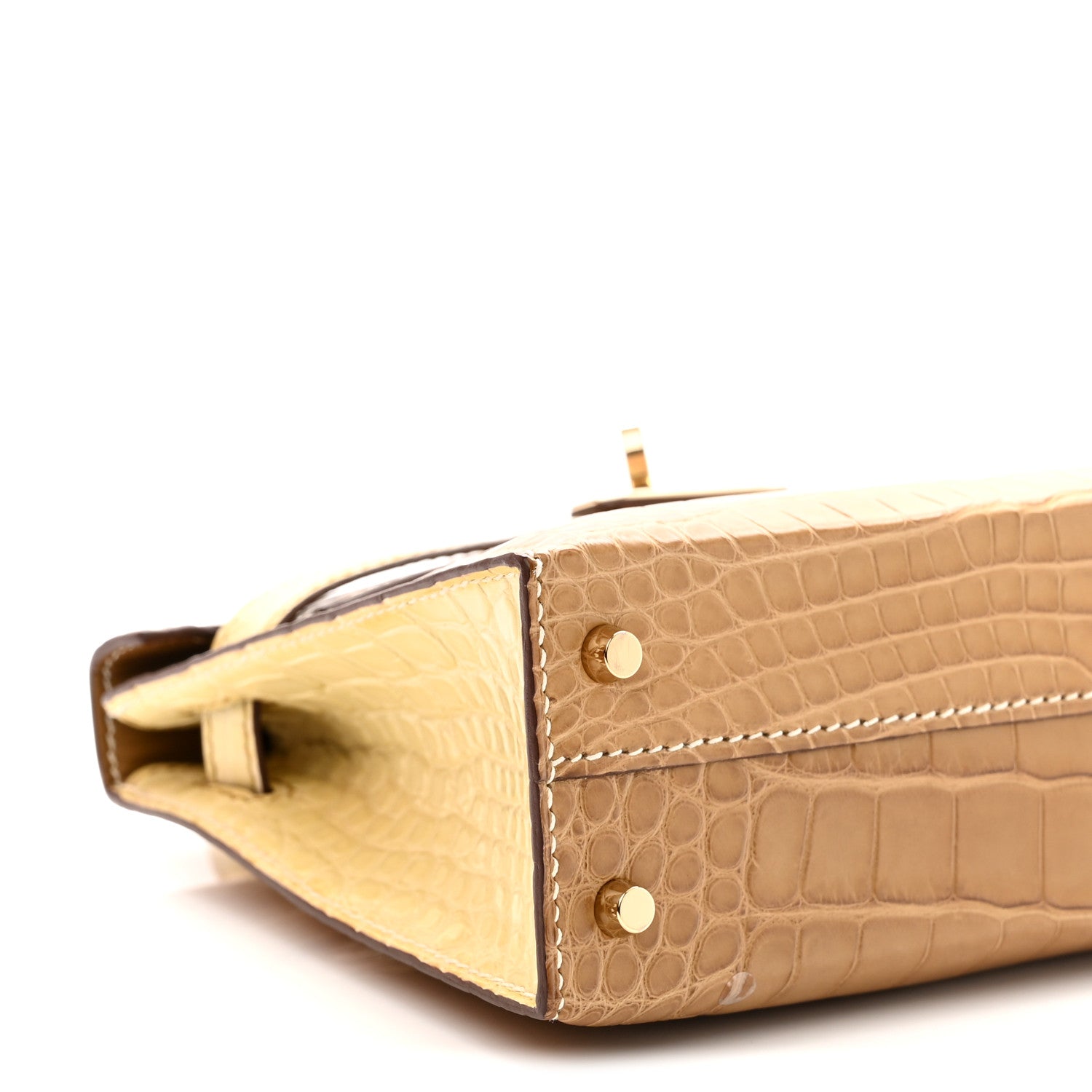 Matte Alligator Horseshoe Mini Kelly Sellier 20 Kraft Vanille